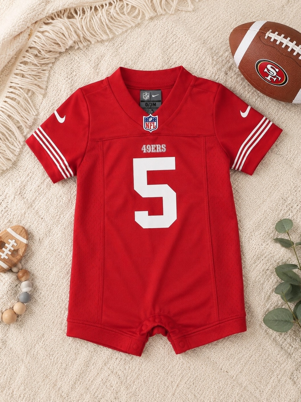 Nike Trey Lance #5 49ers Infant Game Romper Jersey 0-3M NWT Red
